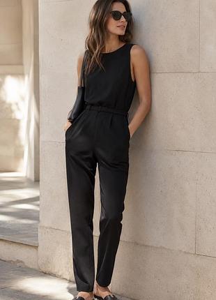 Чорний комбінезон massimo dutti з віскози (розмір м / eur 40) з кишенями