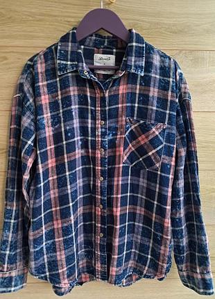 Байковая рубашка в клетку на девочку  подростка или s denim co