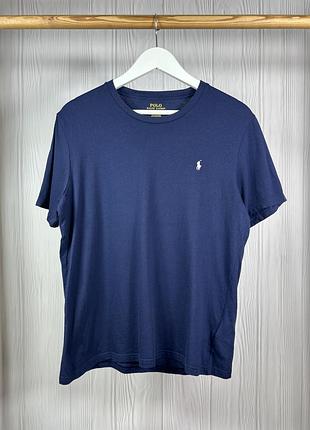 Polo ralph lauren blue/white красива базова футболка оригінал розмір м