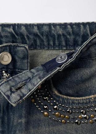 Широкі джинси zara на дівчинку 9/10 років, джинси zara для дівчинки джинси з заклепками по боках; бренд zara. 4