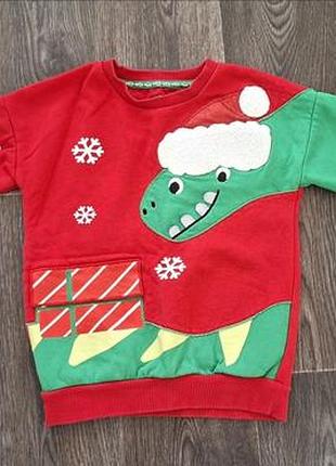 Новогодний свитшот f&amp;f с динозавром, 5-6 лет, 116 см