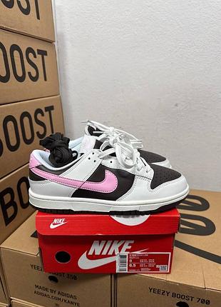 Женские кроссовки nike dunk low white brown pink / найк данк лова белые коричневые розовые 36 37 38 39 40