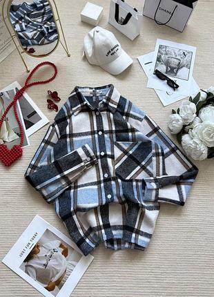 Рубашка в клетку теплая шерстяная