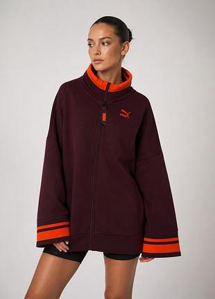 Утеплена кофта puma в насиченому бордовому кольорі