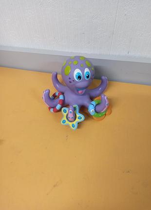 Игрушка для ванны nuby фиолетовый осьминог с 3 кольцами пенная вечеринка