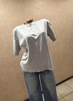 Базовий сірий джемпер h&m basics з коротким рукавом