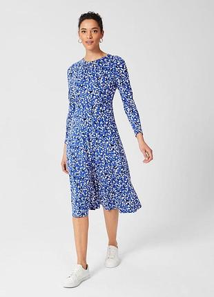 Яскраво-синя трикотажна сукня міді hobbs london sian jersey dress, розмір m (uk 12)