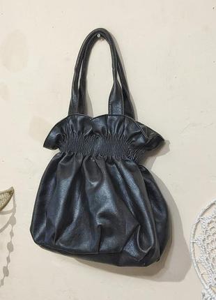 Сумка торбинка з екошкіри колір чорний шоколад accessorize