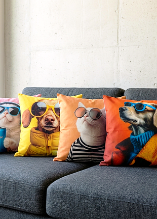 Набор декоративных подушек 4 шт. "cool animals" 45×45 см
