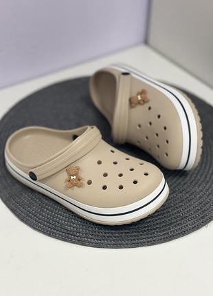 Крокси шльопанці дитячі крокси crocs коричневі крокси бежеві крокси