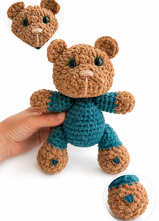 🧸 игрушка мишка ручной работы «бирюзовое сердечко»