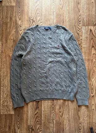 Сірий вязаний светр polo by ralph lauren