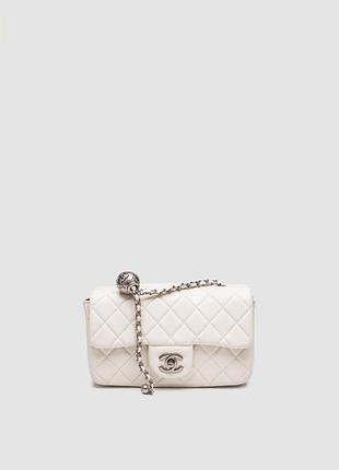 Сумка classic 1.55 small single flap in шанел white/silver