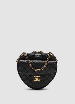 Сумка шанел heart chain clutch bag black