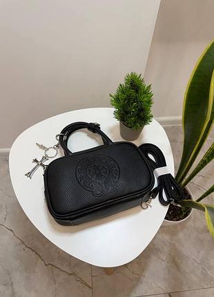 Сумка для жінок chrome hearts чорна, маленька, зі штучної шкіри