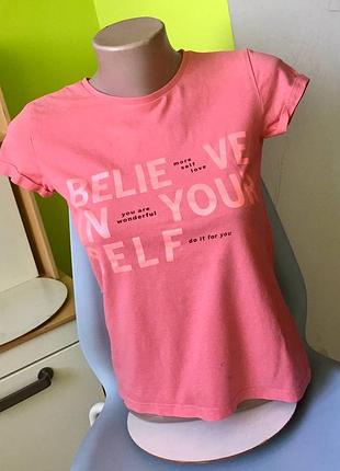 Яркая футболка destination (pepco) «believe in yourself» для девушек 7-9 лет!!️нюанси‼️