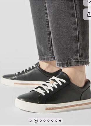Оригінальні шкіряні снікери clarks р.38-39 чорні мокасини кеди кросівки