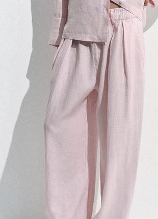 Брюки штани зі 💯 % льону zara з защипами