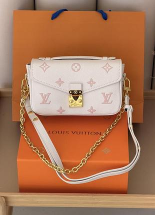 Сумка louis vuitton pochette metis east west молочний монограм