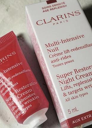 Clarins super restorative нічний крем ліфтинг для зрілої шкіри 50+ мініатюра 5 мл