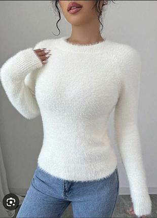Теплый свитер гольф кофта пушистый белый zara