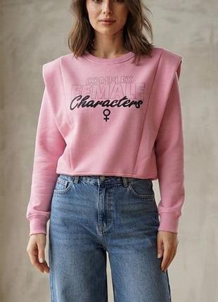Классный худи свитшот флис розовый теплый свитер кофта на флисе primark