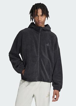 Чоловіча флісова кофта/худі на блискавці adidas loose fit ,батал