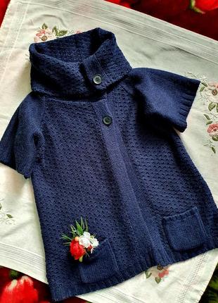 Реглан кардиган жилетка светр з відворотом коміра маленький рукав1 фото