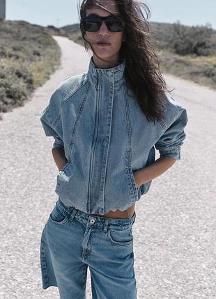 Бомбер куртка женская джинсовая зара zara s