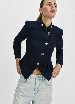 Пиджак женский приталенный с золотыми пуговицами зара zara s