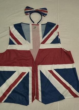 Union jack - жилет без застежек и ободок для волос с бантом - с британским флагом