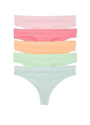 Victoria´s victorias secret виктория сикрет набор трусики стринги 5-pack seamless sheer rib thong panties