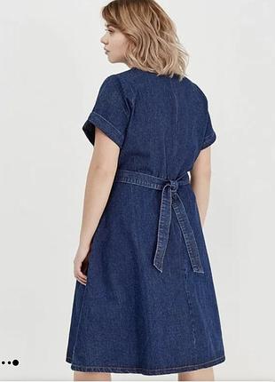 Джинсовое с пояском платье 👗 3