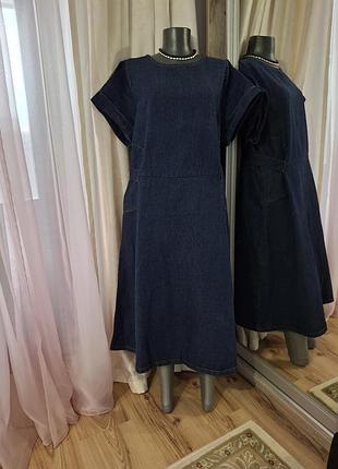 Джинсовое с пояском платье 👗 4