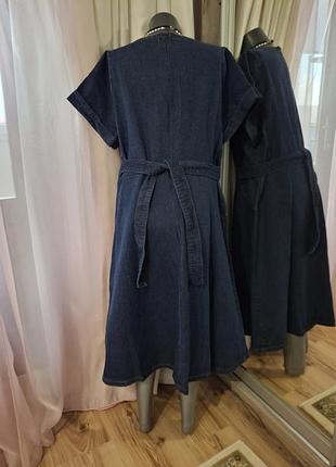 Джинсовое с пояском платье 👗 5