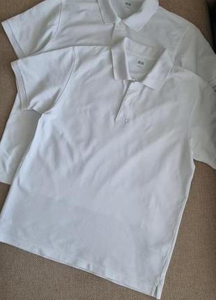 Мужская белая базовая футболка поло uniqlo