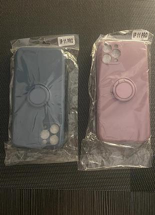 Жидкий силиконовый защитный чехол для iphone   11 pro с кольцом-держателем, подставкой и ремешком на запястье