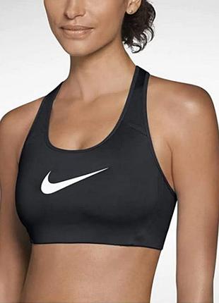 Жіночий чорний спортивний бюстгальтер топ майка з підтримкою nike dri fit swoosh xs