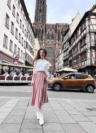 Жіноча рожева спідниця плісе zara розмір с