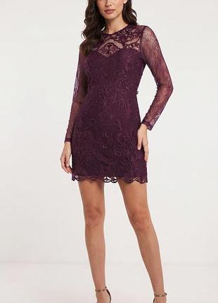 Розкішна фіолетова сукня з вишивкою та мереживом lipsy london (нова) eur 38