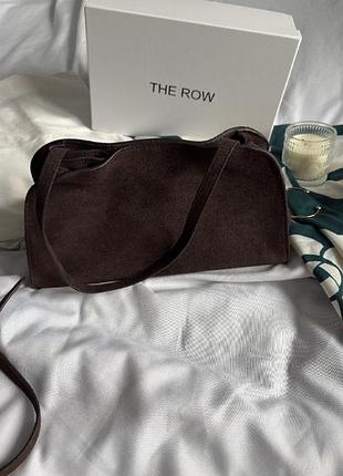 The row peggy leather clutch chocolate