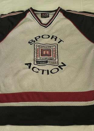 Vintage - 90-е, laidback acropole sport - mighty ausa - белое сетчатое джерси с v-образным воротником - l
