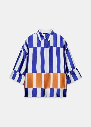 Блуза оверсайз с сатиновым эффектом zara