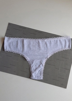 Жіночі трусики стринги, світлий меланж, розмір l/xl труси сірі 48-50