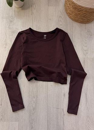 Лонгслів спорт в рубчик , колір бордо, розмір s, від h&m