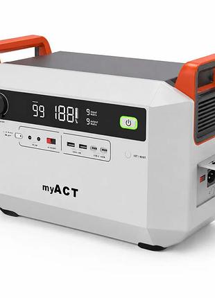 Зарядна станція myact ap1002 grey 998 вт·год, 1000 вт, lifepo4, пікова 1800 вт