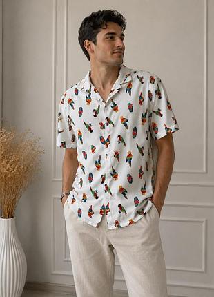 Яскрава літня сорочка levi's cubano shirt з папугами / гавайська сорочка levi’s оригінал