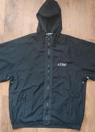 L / armani jeans / vintage / 90-х / винтажная ветровка черного цвета / девяности года / куртка с капюшоном / винтаж / armani exchange