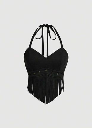 Топ з бахромою shein l