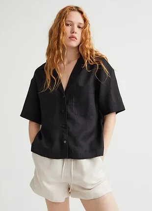 H&m новая льняная рубашка премиум оверсайз  100% лен